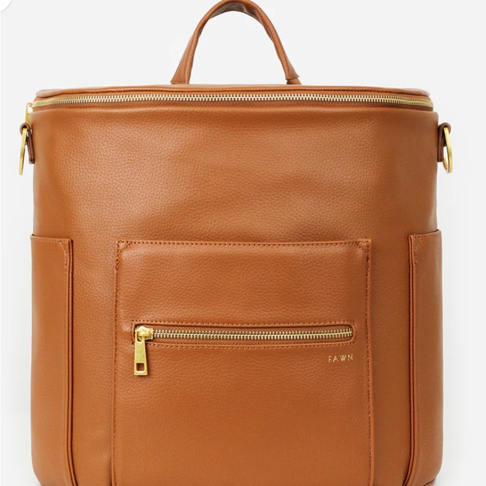 Fawn Design Caramel Backpack with Gold Accents